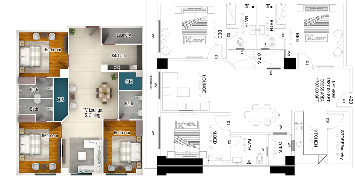 3 BED ROOM APARTMENT